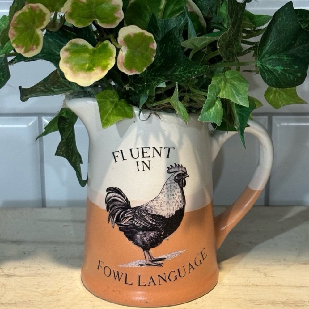 Farmhouse fluent in foul language rooster  pitcher decor for tiertrays